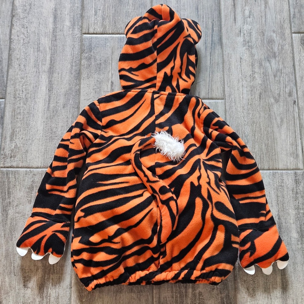 Old Navy Tiger Costume Kids 4T/5T Orange Black Striped Hooded Fleece Halloween - Picture 10 of 16